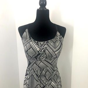 Black & White Geometric Print Maxi Dress. Size L